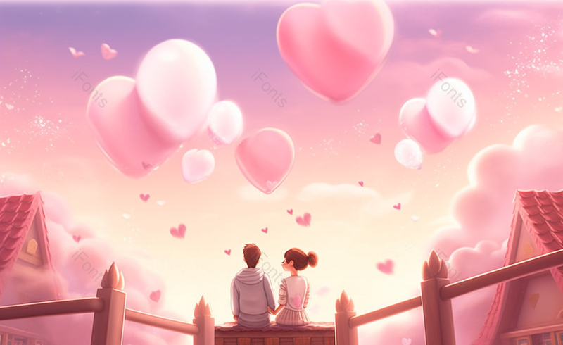 卡通气球情侣情人节爱情广告背景,插画/手绘图,插画/手绘图库,插画/手绘图下载,插画/手绘